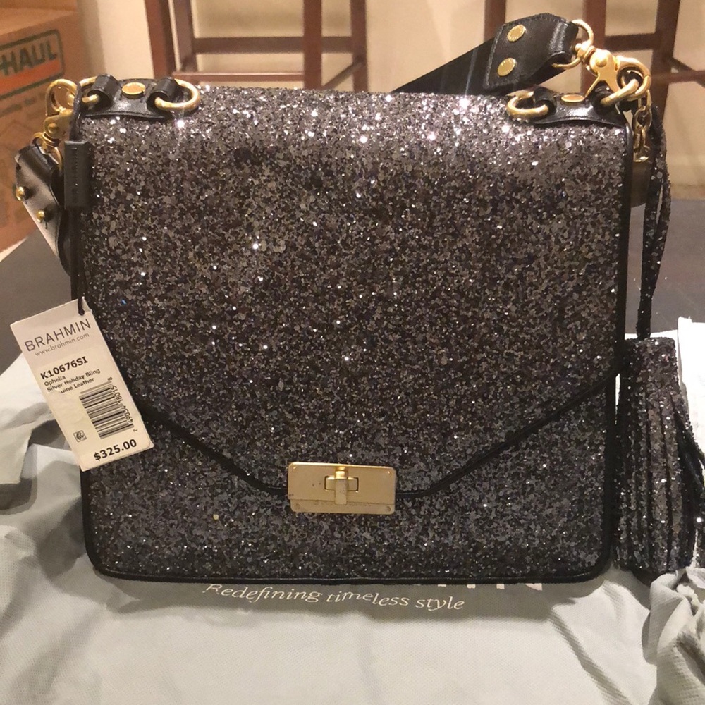 Brahmin Ophelia Silver Holiday Bling Bag